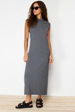 Trendyol Anthracite Maxi Knitwear Premium Quality Dress