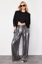 Trendyol Anthracite Wide Leg Knitted Glitter Trousers