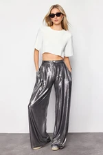 Trendyol Anthracite Wide Leg Shiny Woven Trousers