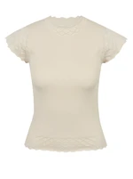 Orsay Beige Womens T-Shirt with Stand-up Collar - Women