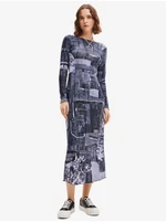 Dark blue women's patterned maxi dress Desigual News Pito - Women's