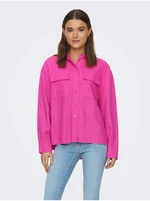 Dark pink women's linen shirt ONLY Caro - Women