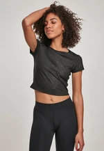 Women's Stretch Pattern Cropped Tee Black Snake