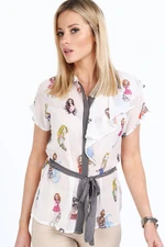 Elegant chiffon shirt with colorful figures