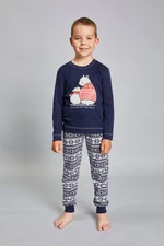 Boys' Arctic pajamas long sleeves, long trousers - navy blue/navy blue print