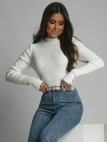 Women's fitted cream turtleneck