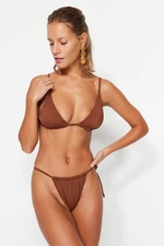 Trendyol Brown Triangle Tie High Leg Bikini Set