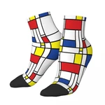 Mondrian Minimalist De Stijl Modern Art Ankle Socks Male Mens Women Winter Stockings Harajuku