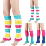 Long Colorful Knitted Sock Knee Length Ribbed Sweet Style Sock for Women