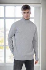 75046 Dewberry Turtleneck Mens Sweater-LIGHT GREY