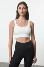 Trendyol White Ribbed Support/Shaping Square Neck Knitted Sports Bra