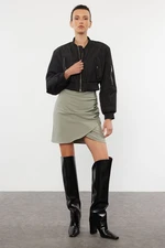 Trendyol Khaki Ruffle Detailed Double Breasted Mini Woven Skirt