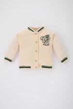 DEFACTO Baby Girl Printed Crew Neck Cardigan