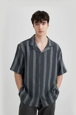 DEFACTO Relax Fit Wide Collar Striped Short Sleeve Shirt