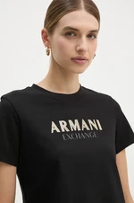 Bavlnené tričko Armani Exchange dámske, čierna farba, 6DYT36 YJ7VZ