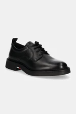 Kožené polobotky Tommy Hilfiger HILFIGER COMFORT LWT LTH SHOE pánské, černá barva, FM0FM05172