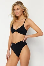 Trendyol Black Knotted High Waist Regular Bikini Bottom