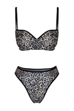 Trendyol Leopard Patterned Ribbed Unlined Knitted Underwear Set