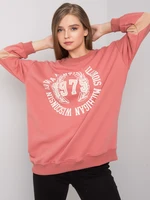 Dusty pink oversized cotton sweatshirt with print