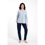 Women's pyjamas Gracjela, long sleeves, long trousers - print blue/navy blue