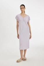 DEFACTO Fall in Love V-Neck Viscose Short Sleeve Nightgown