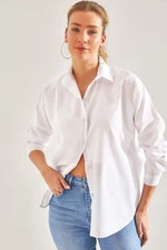 Bianco Lucci Women's Basic Foldable Sleeve Shirt