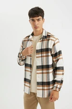 DEFACTO Regular Fit Polo Collar Plaid Flannel Long Sleeve Shirt D4283AX24WN