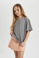 DEFACTO Girl Relax Fit Crew Neck Short Sleeve T-Shirt