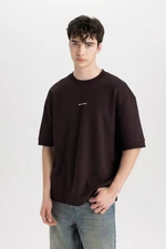 DEFACTO Loose Fit Crew Neck Printed Short Sleeve Heavy Fabric T-Shirt