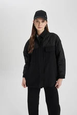 DEFACTO Regular Fit Cotton Quilted Sleeves Thick Cashmere Bomber Jacket