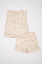 DEFACTO Baby Girl Floral Sleeveless T-Shirt Shorts 2-Piece Set