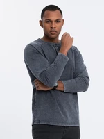 Ombre Men's wash henley longsleeve with raglan sleeves - dark blue