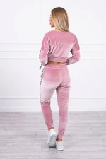 Velour set with Queen inscription dark powder pink