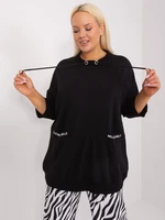 Black loose blouse plus size with pockets