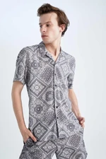 DEFACTO Regular Fit Printed Viscose Short Sleeve Hawaiian Shirt