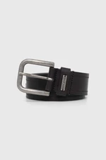 Kožený pásek Pepe Jeans SANDRO BELT pánský, černá barva, PM021017