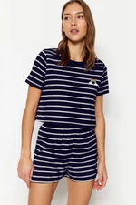 Trendyol Navy Blue Rainbow Printed T-shirt with Shorts and Knitted Pajamas Set