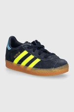 Detské kožené tenisky adidas Originals GAZELLE CF EL tmavomodrá farba, IH2783