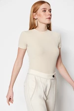 Trendyol Beige Half Sleeves Knitted Body Tunic With Snap Fastener