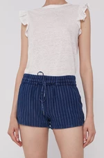 Kraťasy Pepe Jeans dámské, tmavomodrá barva, vzorované, medium waist