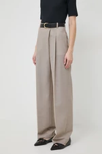 Vlněné kalhoty BOSS jednoduché, high waist, 50505608