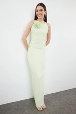 Trendyol Light Green Rose Detailed Woven Long Elegant Evening Dress