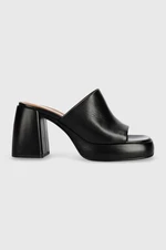 Kožené pantofle Jonak DEBAT dámské, černá barva, na podpatku, 3400192