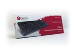 Klávesnice C-TECH KB-102M KB-102M-U-BL USB slim black multimediální, CZ/SK