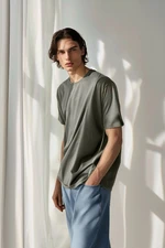 Trendyol Anthracite Oversize/Wide Cut More Sustainable Piping 100% Organic Cotton T-shirt