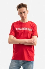 Bavlněné tričko Alpha Industries červená barva, s potiskem, 116512.451-red