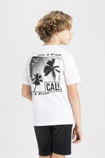 DEFACTO Boys' Crew Neck Printed Short Sleeve T-Shirt