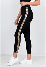 Stylish women's leggings with the inscription "FASHION" - black,