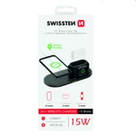 Bezdrôtová nabíjačka Swissten 3v1, čierna