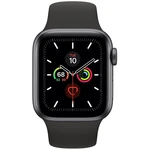 Apple Watch Series 5 GPS, 44mm Space Grey Aluminium Case with Black Sport Band - S/M & M/L